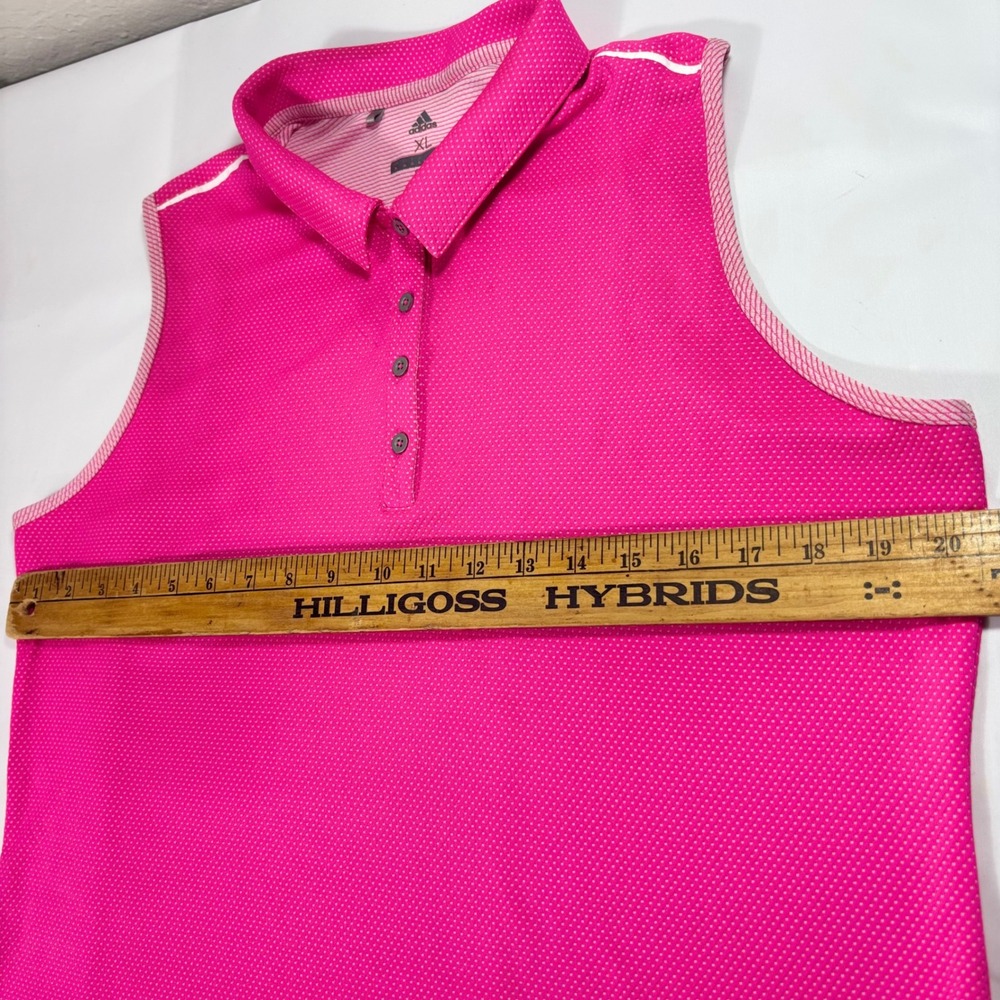 Adidas Golf Women Polo XL Collared Performance Sleeveless Pink Dot Athletic Top - Picture 8 of 9